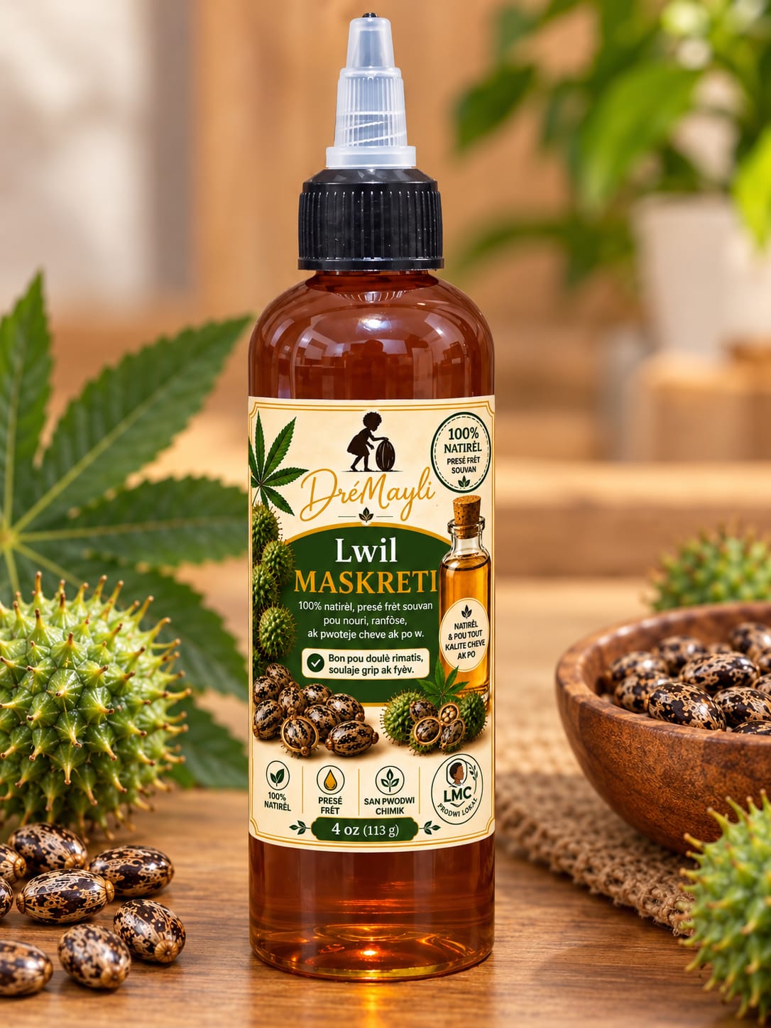 Lwil Maskreti (Haitian Castor Oil) - 4oz & 8oz 1 Lwil Maskreti (Haitian Castor Oil) - 4oz & 8oz