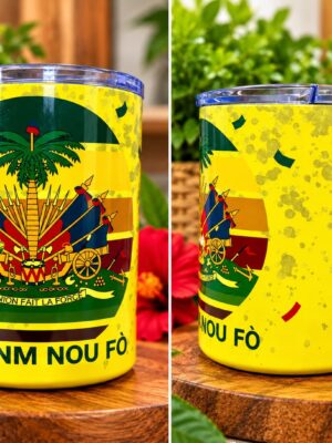 Haiti themed cup with Coat of arms of Haiti